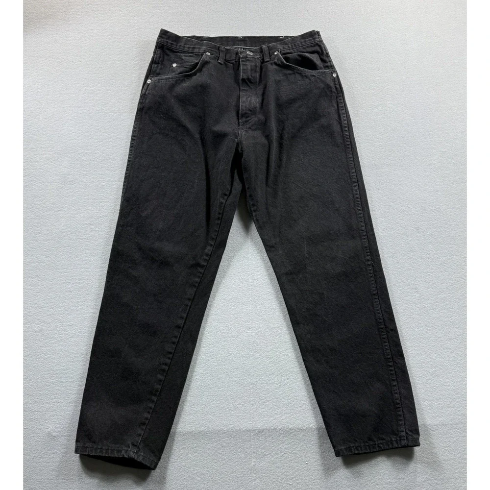 Wrangler Authentic Jeans Mens 36x30 Black Regular Fit Made in USA Cotton